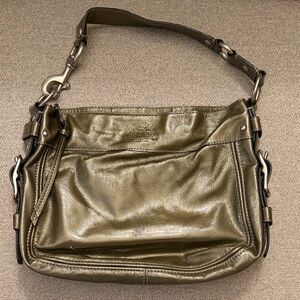 Coach Grey Patent Leather Shoulder Bag